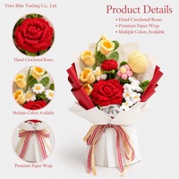 Coffret Cadeau Bouquet de Roses Éternelles BH, Lys du Vallon Tricotés à la Main en Fil de Laine, Cadeau de la Saint-Valentin en Gros