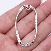 Conector Ovalado Martillado 49x26mm de Aleación Tono Dorado, Eslabón de Aro Abierto para Peineta de Boda Boho