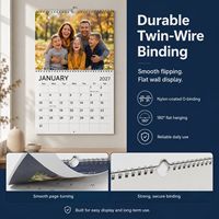 Calendriers muraux personnalisés 2027 en gros, calendriers muraux promotionnels en vrac avec impression de logo, calendrier mensuel relié par spirale