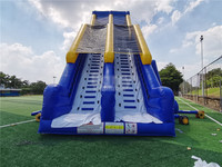 Glissière d'eau gonflable bleue à double voie pour enfants, Commercial, avec piscine, pour adultes, chine, 55x14m