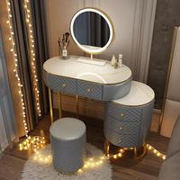 Table de toilette moderne pour chambre à coucher, lampe, table de toilette de luxe, table de toilette simple en acier inoxydable, combinaison