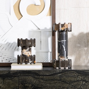Porte-bougie géométrique moderne en marbre Dia125*175 Dia125*305 Support décoratif pour bougies pour la décoration intérieure OEM accepté - Product Image 2