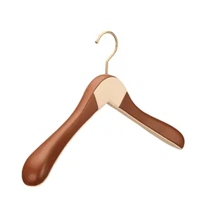 Luxe Leather Coated Hanger Fancy Brede Schouder Houten Kleding Pak Boutique Hangers