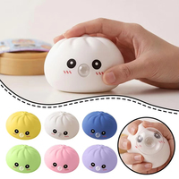 Mainan Squishy Pangsit Warna-Warni Penghilang Stres, Squishy Pangsit Misteri Tiup Gelembung dengan Kotak Kukus