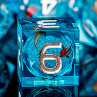 Jeu de dés à noyau liquide-Dés en forme de dragon tranchants en forme de poisson bleu en résine compatibles avec les jeux de rôle D & D fabriqués à la main