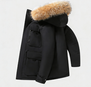 Chaqueta de Plumón para Hombre, Estilo <span class=keywords><strong>Canadiense</strong></span>, 80% Plumón, con Capucha, Tela de Terciopelo, Gruesa, Cálida, Antiarrugas, Unisex, para Parejas - Product Image 1