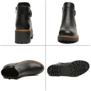 Stivaletti alla Moda da Donna <span class=keywords><strong>con</strong></span> <span class=keywords><strong>Tacco</strong></span> Basso e Grosso, Comodi Stivaletti <span class=keywords><strong>con</strong></span> Punta Rotonda e Cerniera Laterale, Scarpe da Donna - Product Image 2