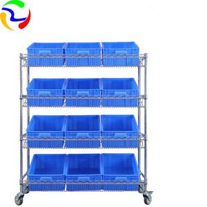 Warehouse Storage <strong>Stainless</strong> <strong>Steel</strong> Line <strong>Net</strong> Wire Mesh Shelf Chrome Plating Anti-static Household <strong>Display</strong> <strong>Rack</strong> With Wheels - Product Image 6
