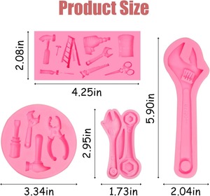 <b>Mini</b> Construction Tools Fondant Silicone Molds Hand Tool <b>Chocolate</b> Molds for Cake Decor Candy Cupcake Topper Polymer Clay - Product Image 2