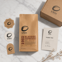 Sacs à café biodégradables en kraft à fond plat avec fermeture éclair pour grains de café torréfiés, emballage personnalisé pour café