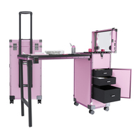 Table de manucure portable moderne en plastique avec éclairage, Bluetooth, tiroirs verrouillables, mât télescopique, pliable, pour chambre et hôpital