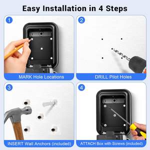 Smart Lock Box para llaves con código APP Control Bluetooth y desbloqueo de PIN Digital Key Lock Box montado en la pared para uso en exteriores - Product Image 6