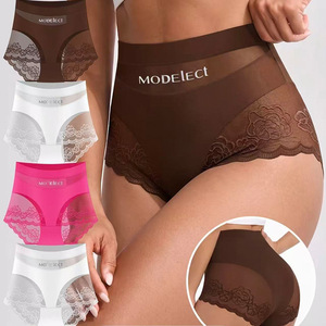Lace Women's <b>Panties</b> Seamless Thin <b>Sexy</b> Underwear Cotton Crotch White Black Rose Red Brown W166 Nylon Knitting - Product Image 1