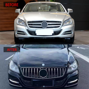 Parrilla Mercedes-Benz para modelos CLS-Class W218 GT 2012-2014, completamente negra y plateada, malla de parachoques delantero de ABS - Product Image 2