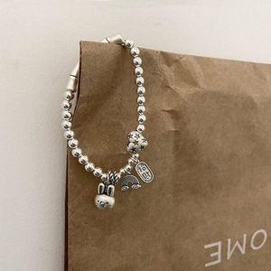 S925 Sterling <b>Silver</b> Charm Bracelet Women's Cartoon Rabbit <b>Bead</b> Animal Zodiac Everyday Wear Jewelry - Product Image 3