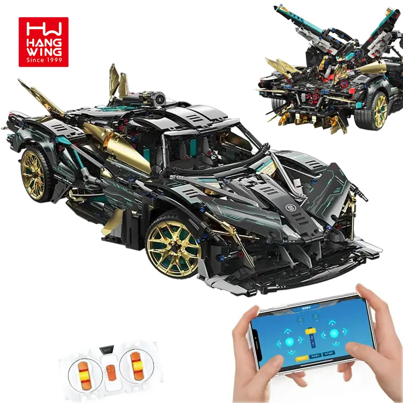 EVO Cool Sports Car Model 2174PCS Building Blocks Toys Children RC Technology DIY Bricks HW Remote Control Cars 1:10 Black ABS