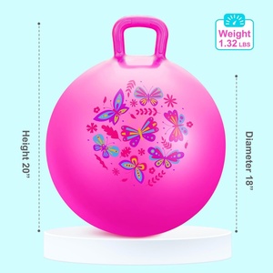 Pelota saltarina rosa de 18 pulgadas con asa para niños, juguete inflable para jugar en interiores/exteriores, regalo de juguete de animal inflable. - Product Image 5