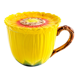 Taza de Cerámica Pintada a Mano con Diseño de Girasol, con Tapa, Gran Capacidad, Ideal para Café o Té, Regalo Perfecto para las Fiestas - Product Image 1