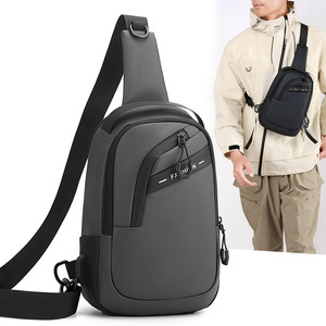Men's Crossbody Bag Lightweight Waterproof USB Charging Multi-functional Sports Backpack Gray Black Dark Blue Military Green - Product Image 1