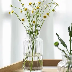 3 Pcs Set Wholesale Nordic High Quality Flower Glass Vase Transparent Color Glass Vase Home Decoration Glass Flower Vases