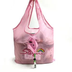 Розовые сумки для покупок для одежды, оптовая продажа, индивидуальный логотип, полиэфирные многоразовые складные сумки для покупок