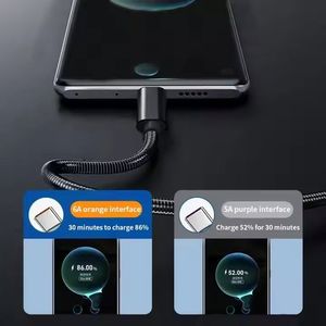 สายเคเบิลโลหะแบบสปริง USB-C ยาว 1 เมตร 60 วัตต์ สายดาต้า Micro USB 6A ชาร์จเร็ว สายโทรศัพท์แบบยืดหดได้ - Product Image 3