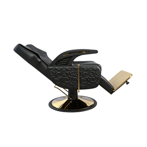 Black and gold hair salon chair with embossed and carved <b>soft</b> cover specially designed for rotating and height-adjustable hair - Product Image 4