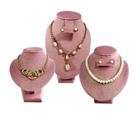 Présentoir de bijoux en velours rose de luxe haut de gamme pour collier bague Bracelet accessoires de fenêtre Premium conteneur de bijoux élégant