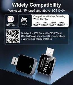 Adaptateur CarPlay sans fil 2026 – Connexion automatique, transforme le CarPlay filaire d'origine en sans fil, <span class=keywords><strong>Bluetooth</strong></span> Wi-Fi Plug & Play pour tous les modèles de voitures - Product Image 4