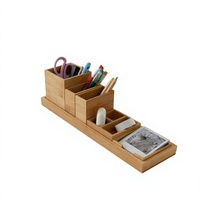 Set Nampan Vanity Bambu 6 Buah, Nampan Meja Kamar Mandi, Organizer Meja Dapur, Tempat Penyimpanan