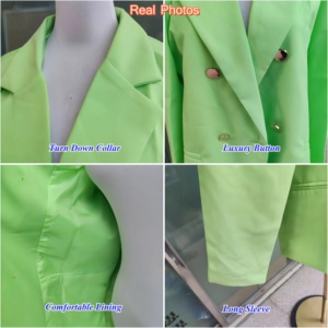 Jas Wanita Semi Formal Musim Semi Gugur, Model Solid Lengan Panjang Kancing, Jaket Kasual Kantor, <span class=keywords><strong>Blazer</strong></span> Fashion Slim Fit - Product Image 3