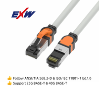 EXW kabel jaringan Cat8 kecepatan tinggi 40Gbps 2000MHz, konektor berlapis emas STP untuk jaringan 25G/40G