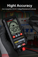 Multimètre numérique portable intelligent True RMS AC/DC à gamme automatique, testeur de batterie de voiture professionnel, 4000 points de lecture, précision de 0,5 %