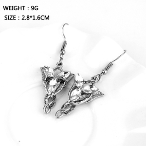Arwen Evenstar gli anelli di cristallo ovale strass in argento placcato principessa orecchini pendenti da donna ventagli orecchini - Product Image 4