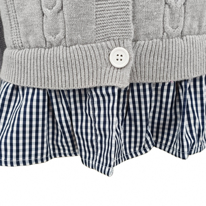 Combinaison de tricot et de tissu tissé Broderie au <span class=keywords><strong>crochet</strong></span> <span class=keywords><strong>Cardigan</strong></span> à manches longues pour fille avec boutons colorés - Product Image 6