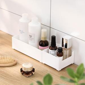 Caja de almacenamiento de escritorio <span class=keywords><strong>Ikea</strong></span>, organizador de plástico 4 en 1 para maquillaje y material de oficina, color blanco sólido, sin tapa - Product Image 4