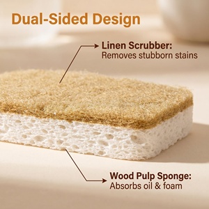 Éponge de nettoyage rectangulaire écologique, biodégradable, en sisal naturel, pulpe de noix de coco, coton, cellulose, résistante, pour usage en cuisine - Product Image 4