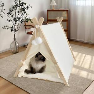 Tienda de campaña <span class=keywords><strong>tipi</strong></span> de madera moderna y lavable <span class=keywords><strong>para</strong></span> mascotas, portátil, duradera, ecológica, empaquetada en cartón, <span class=keywords><strong>casa</strong></span> <span class=keywords><strong>para</strong></span> <span class=keywords><strong>gatos</strong></span> y animales pequeños - Product Image 3