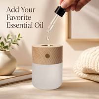 Diffuseur d'huiles essentielles en bois carré 2-en-1 avec veilleuse, chauffage 45 min, 3 niveaux de luminosité, rechargeable sans fil