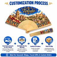 Éventail en bambou personnalisé Toledo en gros, souvenir de voyage, Abanicos De Madera 21 cm, éventails espagnols personnalisés