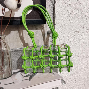 Acrylique Transparent Boîte Petit Sac Carré 2024 Nouveau Dîner Tissé Diamant Sac À Main Femme - Product Image 6