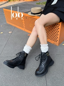 Bottes Martin classiques Ew, à boucle tendance, respirantes, à talon épais, bottes hautes pour femmes - Product Image 6
