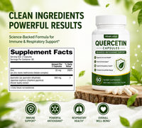 Capsules végétales de Quercétine 500mg en vrac, marque privée ODM OEM, flavonoïde naturel, antioxydant, complément pour la santé respiratoire