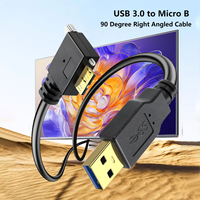 Cable USB 3.0 de 3.3 Pies, Tipo A Macho a Micro B Macho, Ángulo Recto de 90 Grados, Material de PVC, Conductor de Cobre Puro Blindado para Computadora/Impresora
