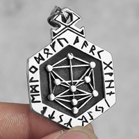 Pendentif Viking Runes Acier Titane Collier Homme Vintage Nordique Totem Amulette Bijou Cadeau Vente En Gros Personnalisé