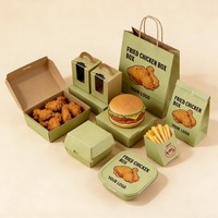Boîte d'emballage pour hamburgers et frites en gros, boîte en papier pour poulet frit avec logo personnalisé, conteneur recyclable pour snacks et fast-food