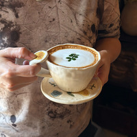 Ensemble tasse à café et soucoupe en porcelaine de 200 ml avec plateau, tasses en céramique mignonnes, tasses à lait