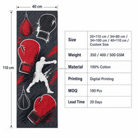Serviette de sport en coton 100% personnalisée avec impression numérique, pour la boxe, vente en gros, service de conception sur mesure, faible MOQ