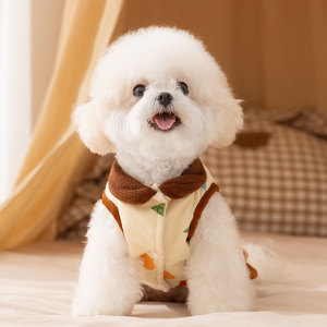 Small And Medium <b>Dog</b> Cat Pet Clothes Winter Corduroy Dress With Leash Compatibility Geometric Pattern Fleece <b>Sweater</b> - Product Image 2