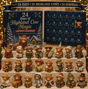 24-Tage-Adventskalender mit Highland-Kuh-Magie, 3D-Mini-Figuren aus Harz, Überraschungsbox, Weihnachts-Countdown-Kalender, Feiertagsgeschenk - Product Image 6